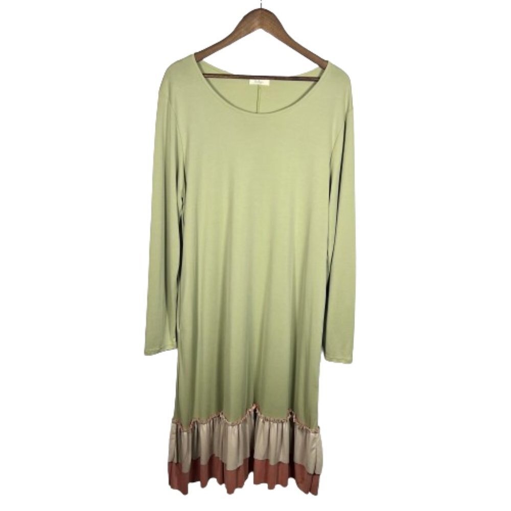 Realize Womens Midi Dress Long Sleeve Lagenlook Style Ruffled Tiers Plus Size 1X